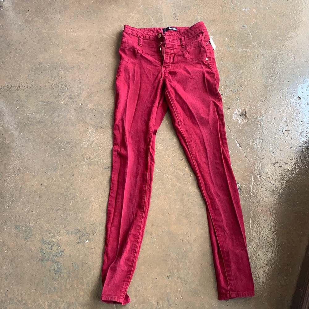 Burgundy High Waisted Jean